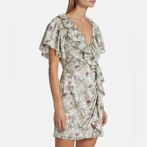 Cinq à Sept Evans Floral-Ruffle Faux Wrap Mini Dress Size 8